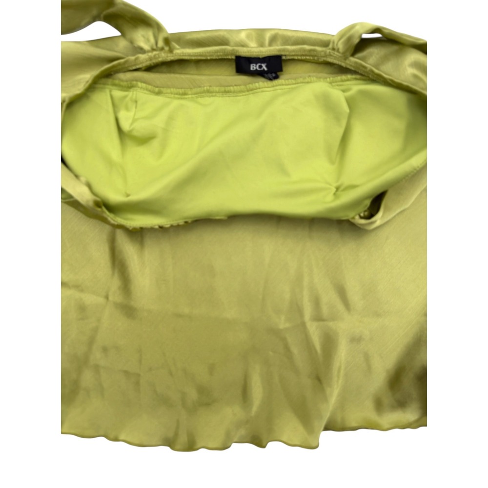 Y2K Babydoll BCX Metallic Satin Chain Detail Camisole Olive Green L Milkmaid - Picture 12 of 13
